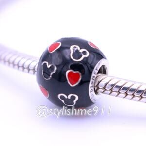 Authentic PANDORA Disney Mickey and Hearts Enamel Charm - 791477ENMX